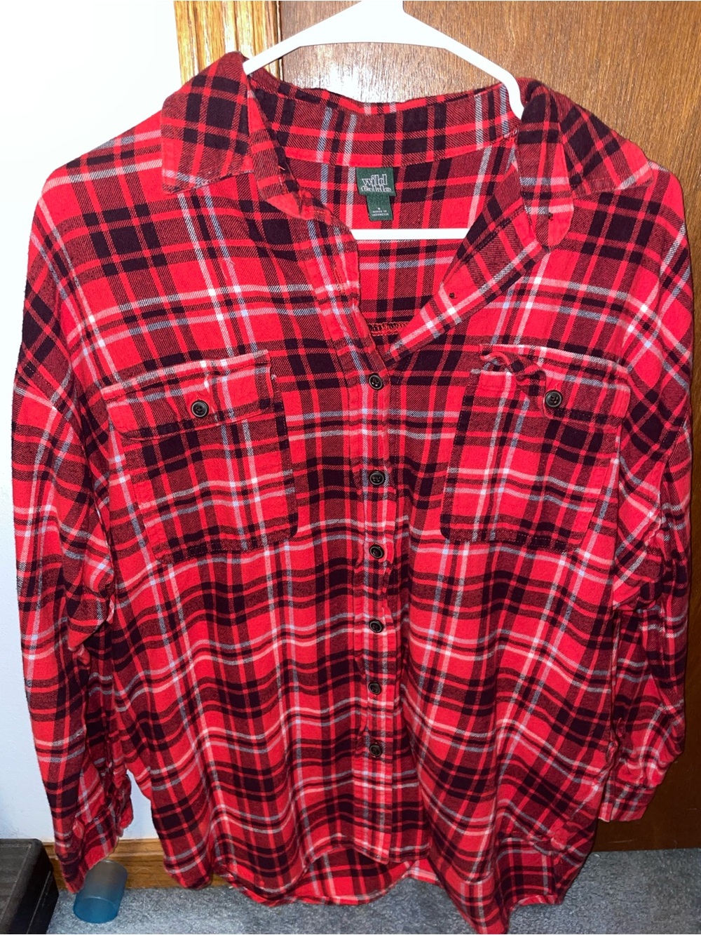 wild fable Red and Black Plaid Button-Front Shirt